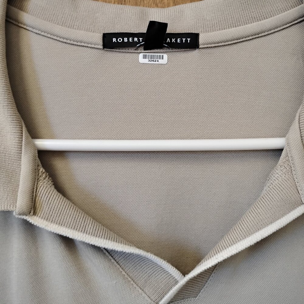 Robert Barakett Tan Birdeye Knit Open Collar Polo - Picture 3 of 4